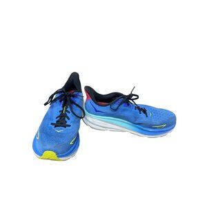 hoka Clifton 9 Mens Blue yellow low top running sneakers sz 11D SKU 9653